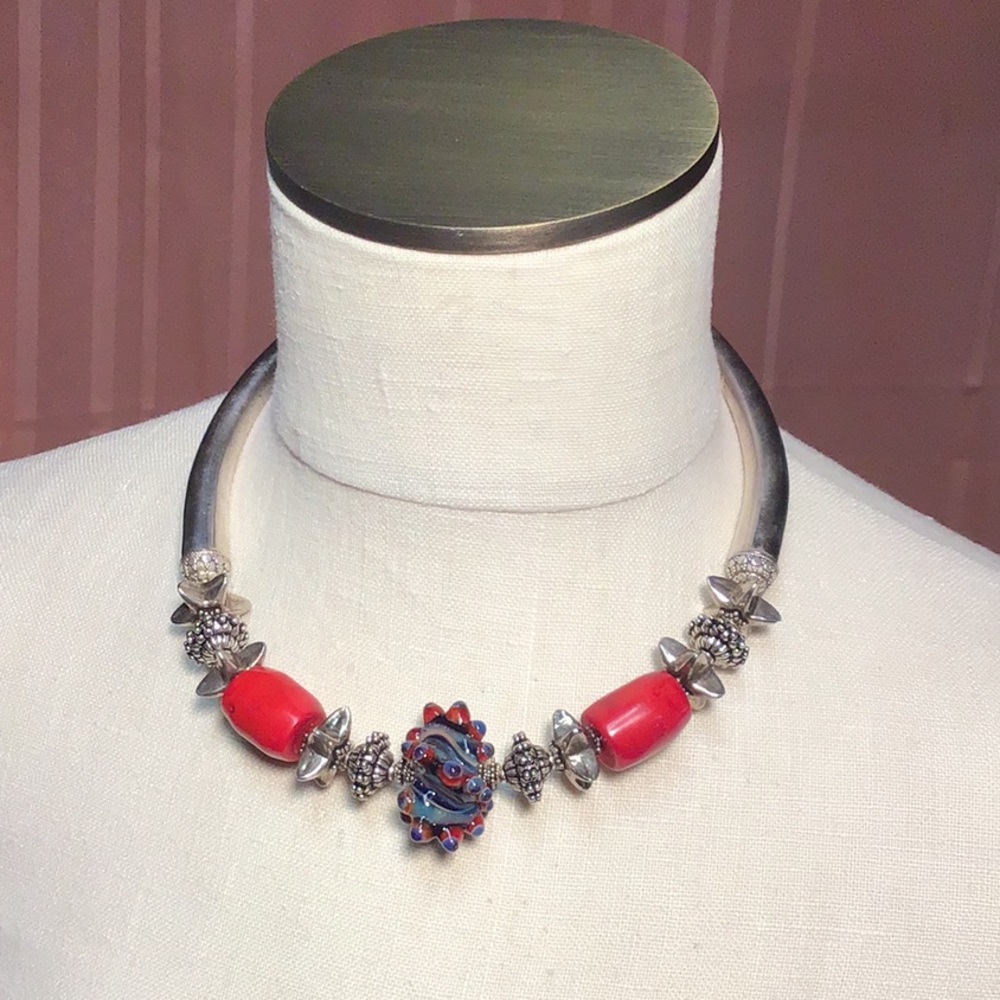 Handmade Artisan-Bead Sterling Silver Necklace